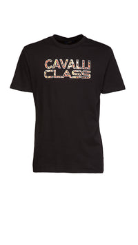 Cavalli Class Logo Animal Print Fashion T-Shirt-