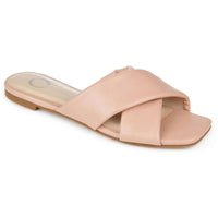 Carlotta Womens Faux Leather Slip On Slide Sandals Blush