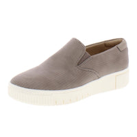 Tia Womens Perforated Faux Leather Slip-On Sneakers Mushroom