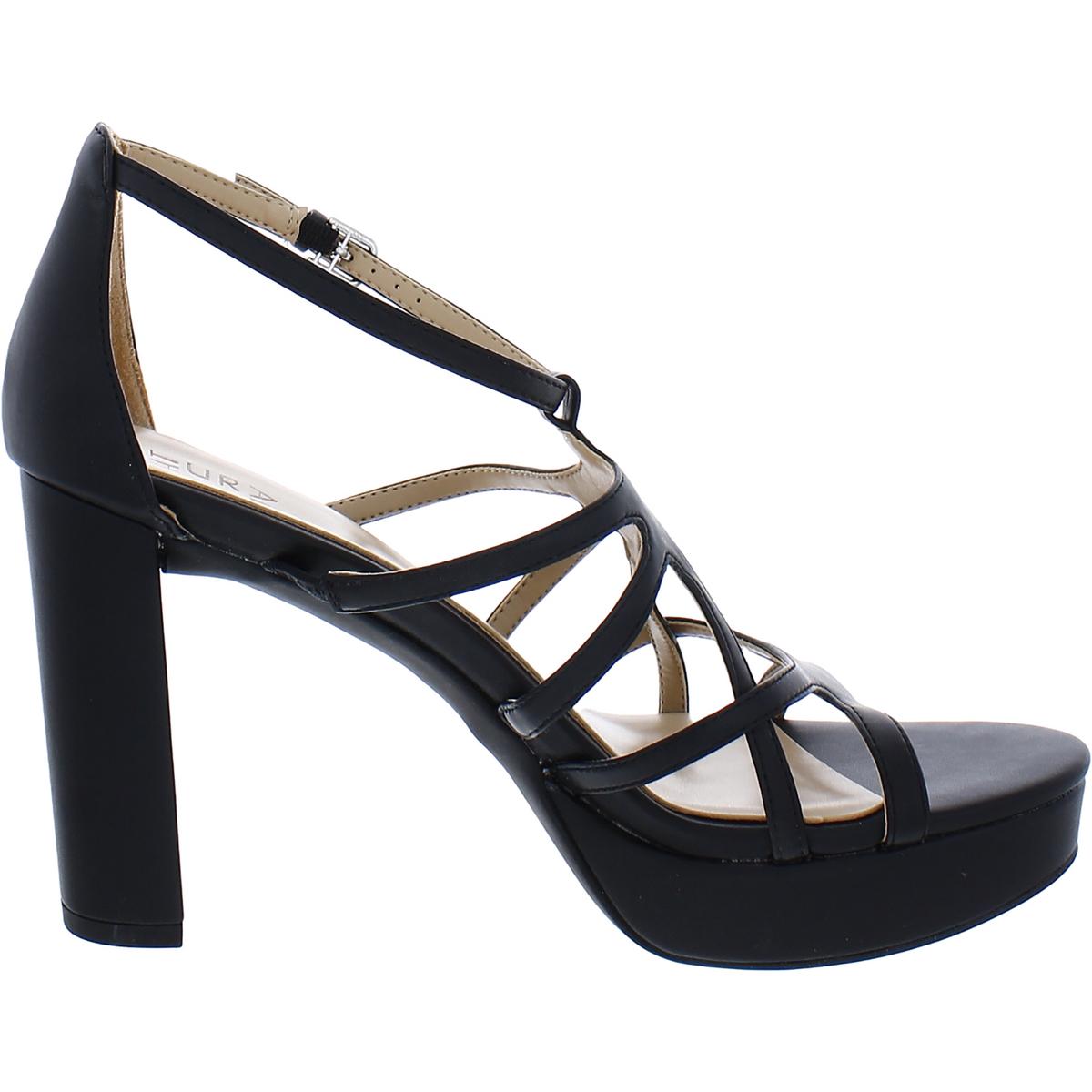 Neona Womens Faux Leather Heel Platform Sandals