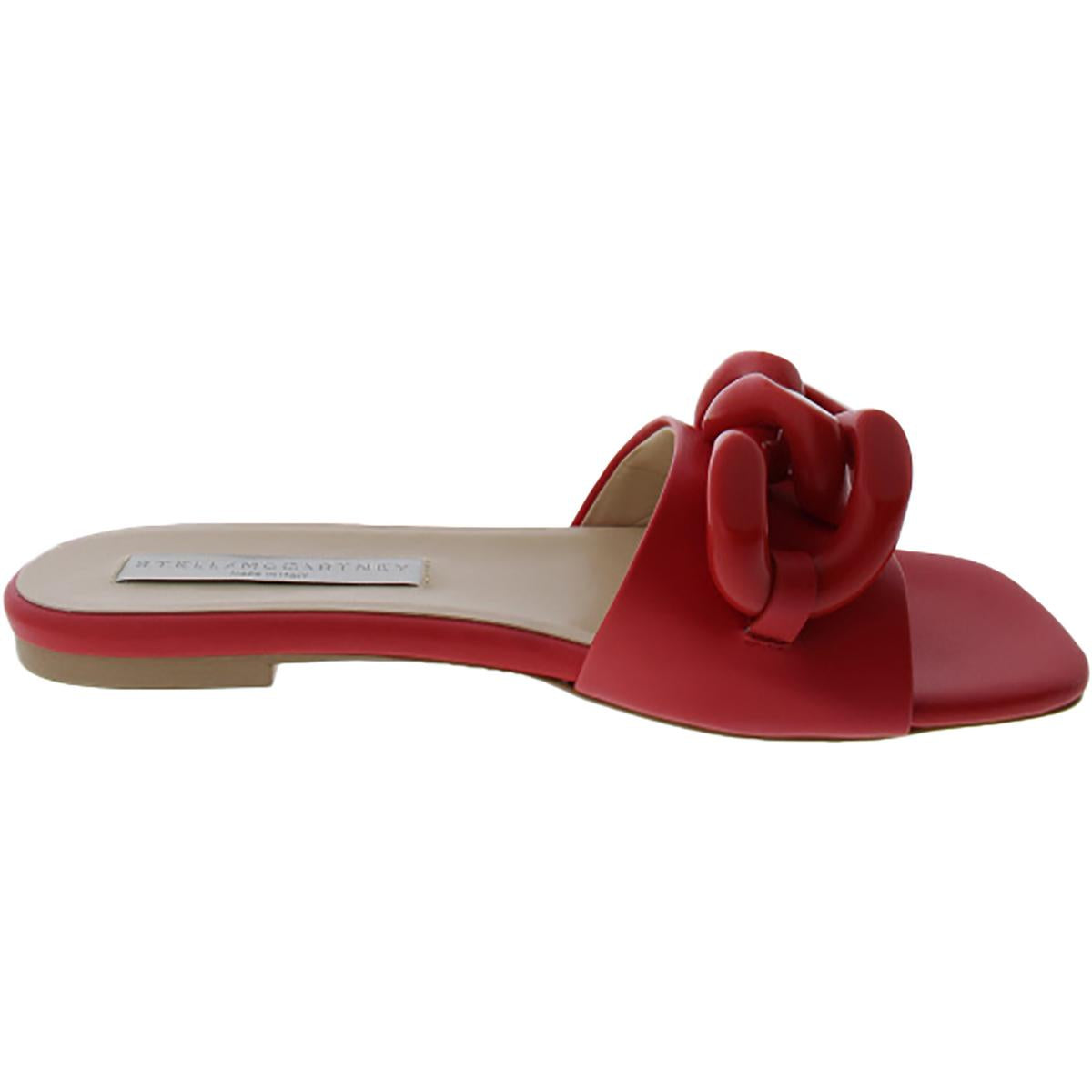 Falabella Womens Faux Leather Slip-On Slide Sandals