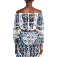 Womens Lace Off Shoulder Cropped