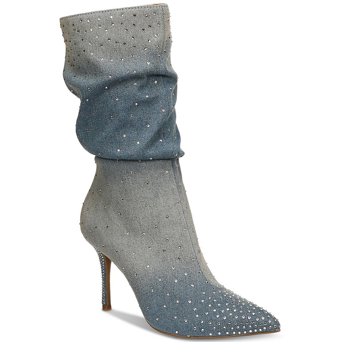 Raquell Womens Rhinestone Manmade Mid-Calf Boots