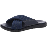 Mens Criss-Cross Leather Slide Sandals 7 Medium Ocean Blue