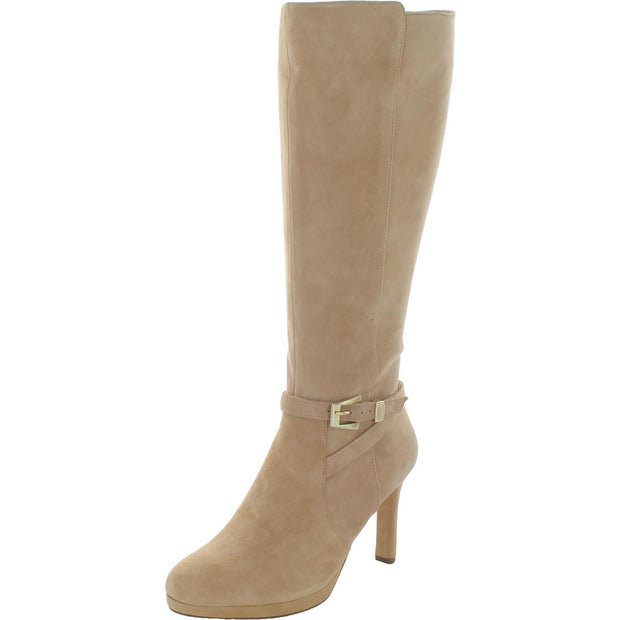 Taelynn Womens Zipper Leather Knee-High Boots