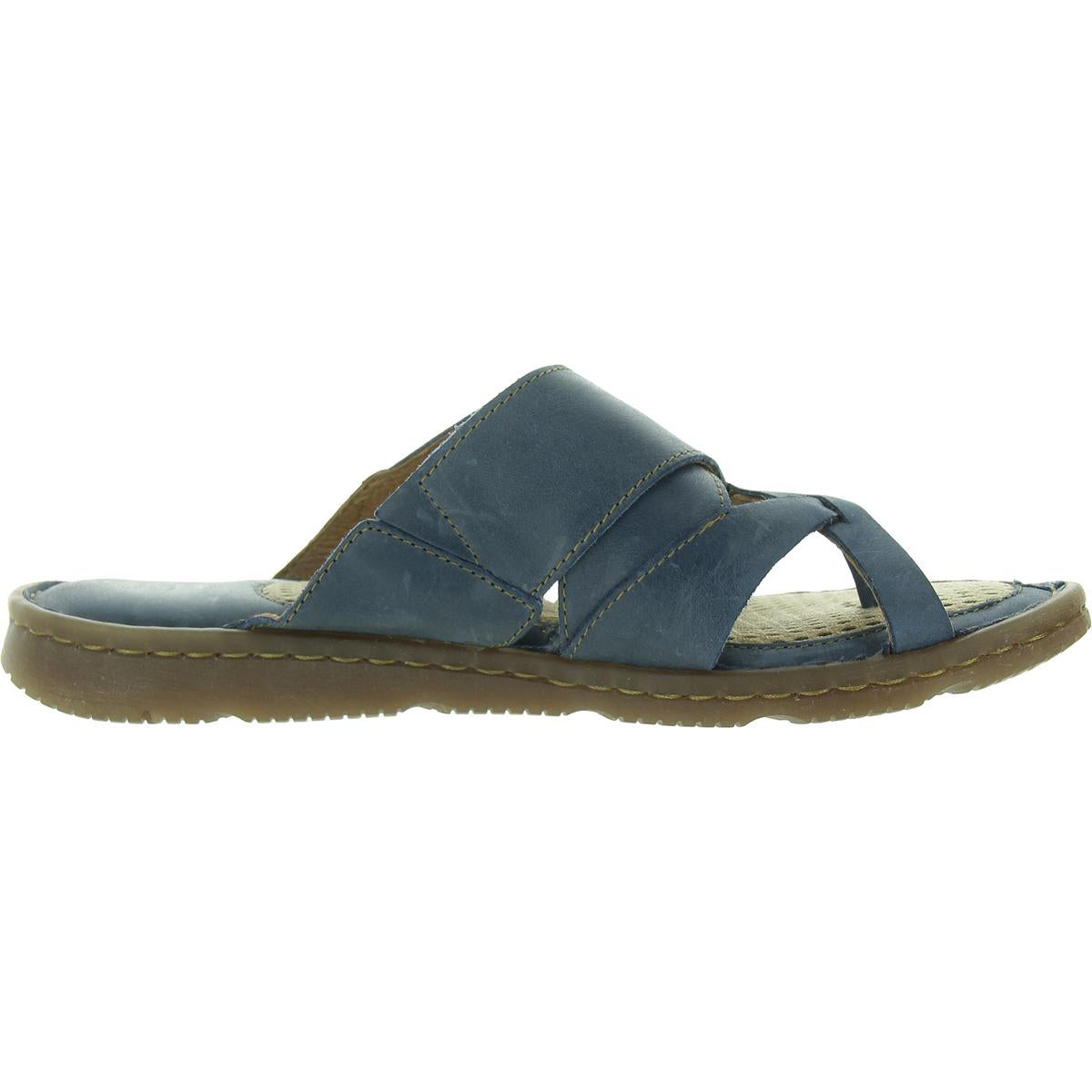 Womens Solid Leather Flip-Flops