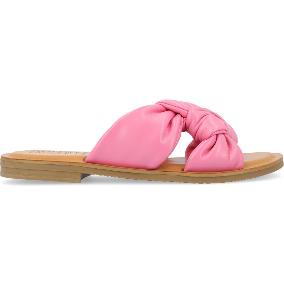 Kianna Womens Faux Leather Slip On Slide Sandals