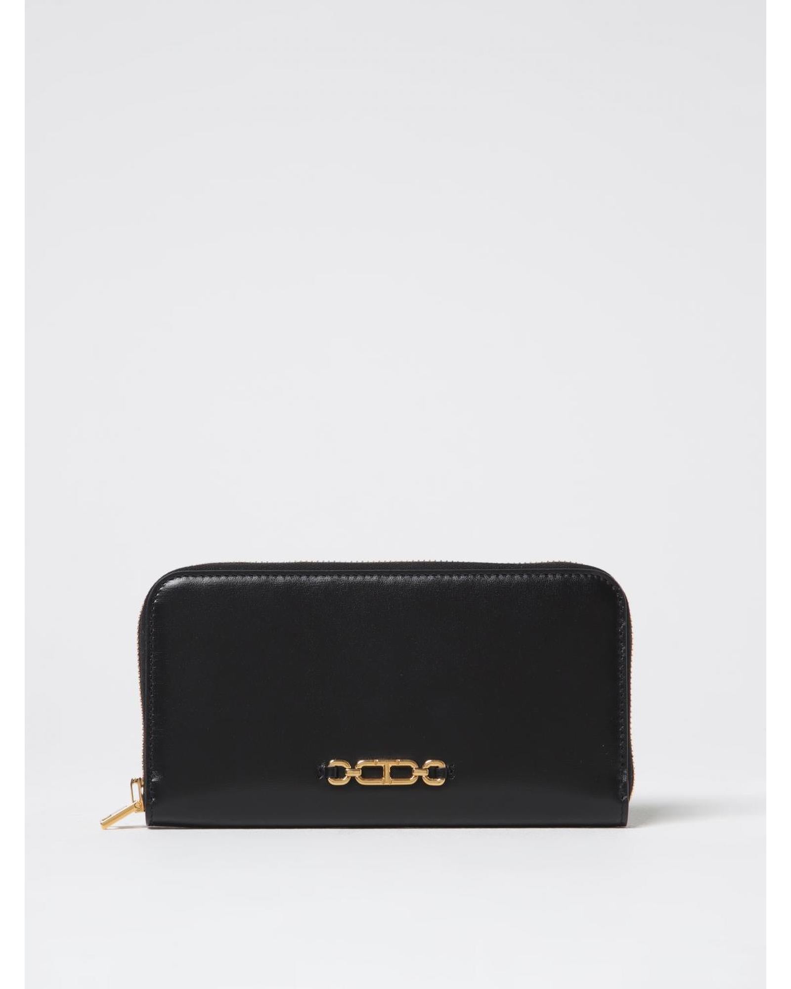 Tom Ford Zip Around Leather Wallet Chain Detail Women Black