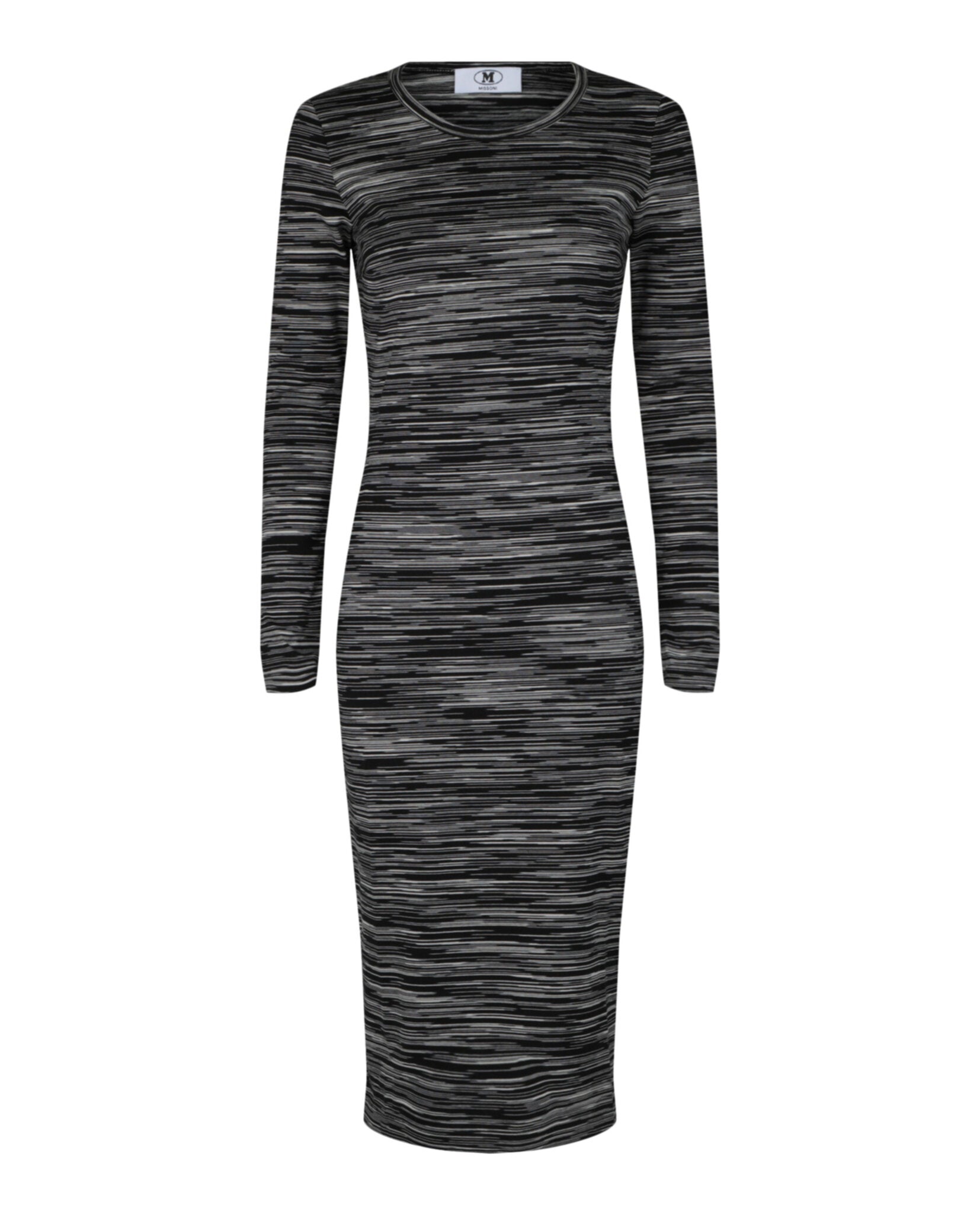 M Missoni Space Dye Long-Sleeve Bodycon Dress L / Black White