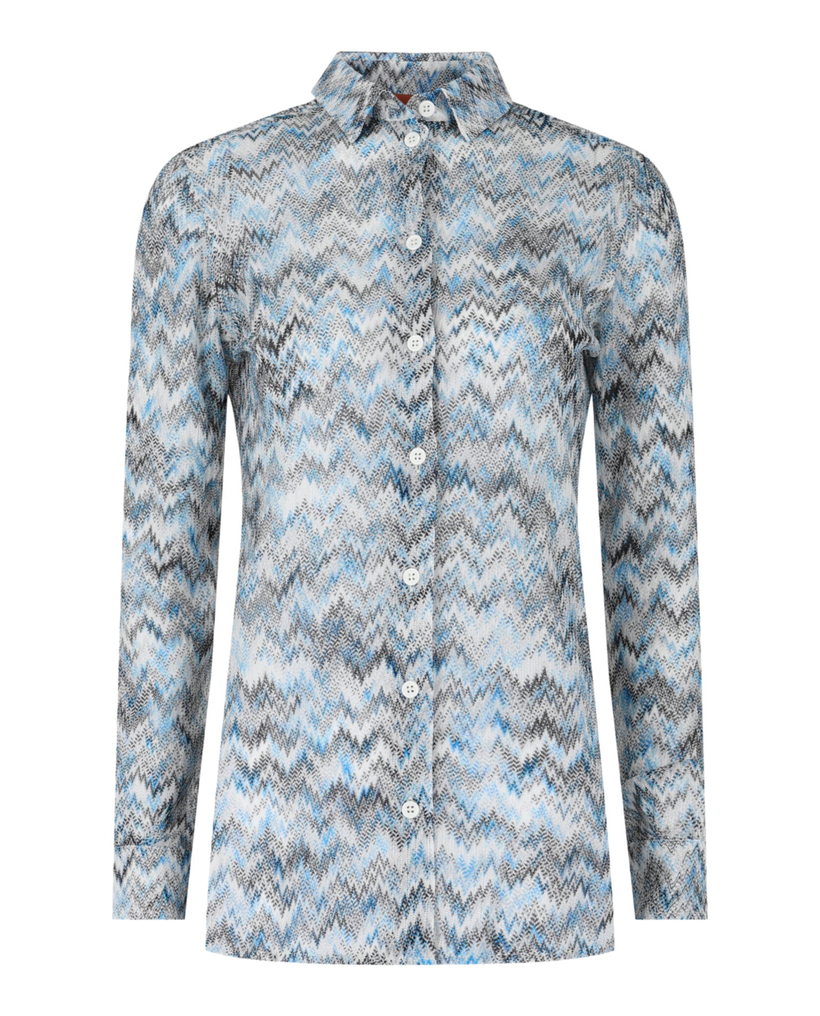 M Missoni Womens Sheer Chevron Print Button-Up Shirt