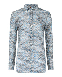 M Missoni Womens Sheer Chevron Print Button-Up Shirt
