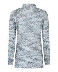 M Missoni Womens Sheer Chevron Print Button-Up Shirt