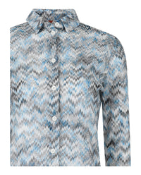 M Missoni Womens Sheer Chevron Print Button-Up Shirt