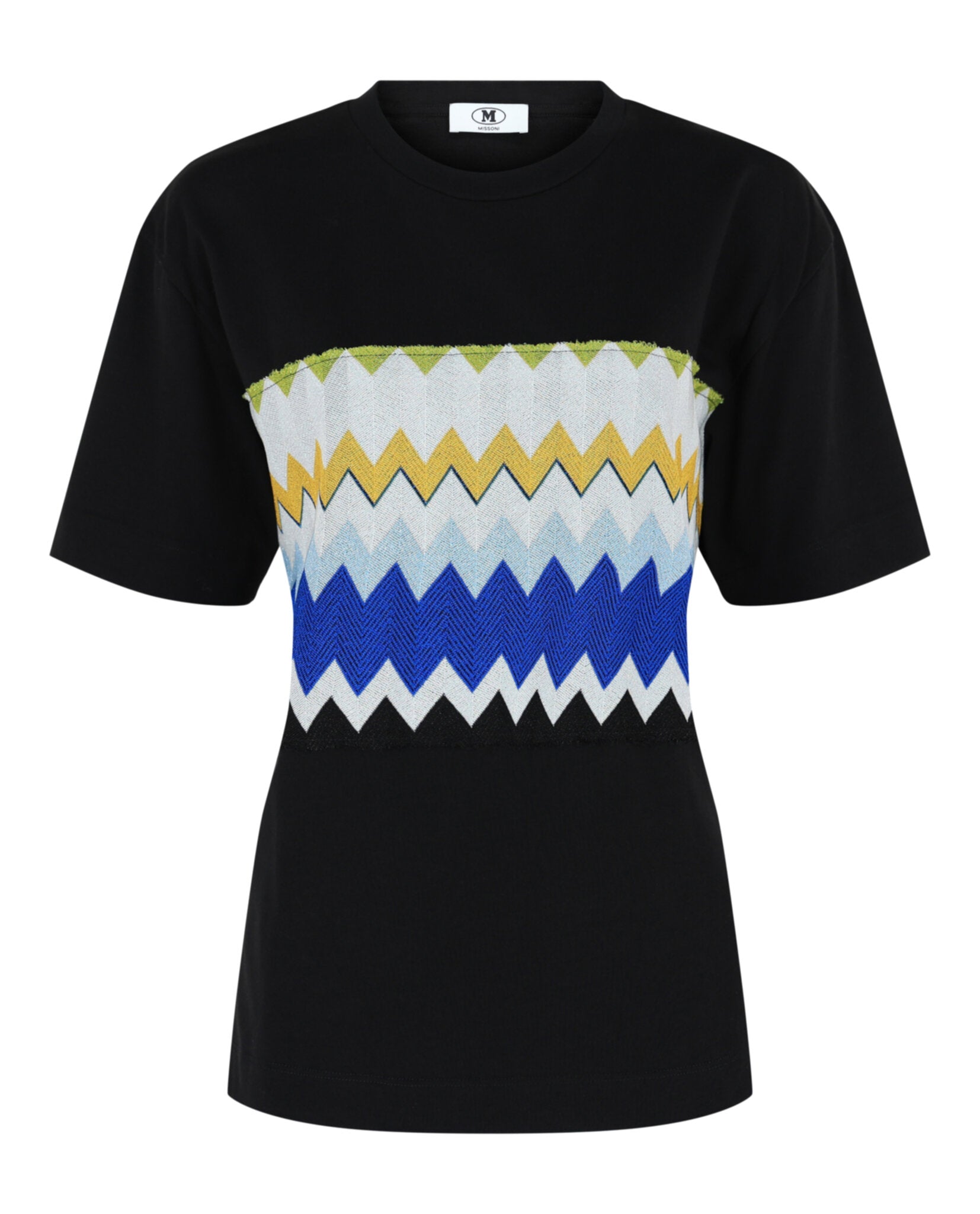 M Missoni Womens Lame' Zig Zag Panel T-Shirt