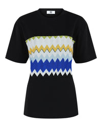 M Missoni Womens Lame' Zig Zag Panel T-Shirt