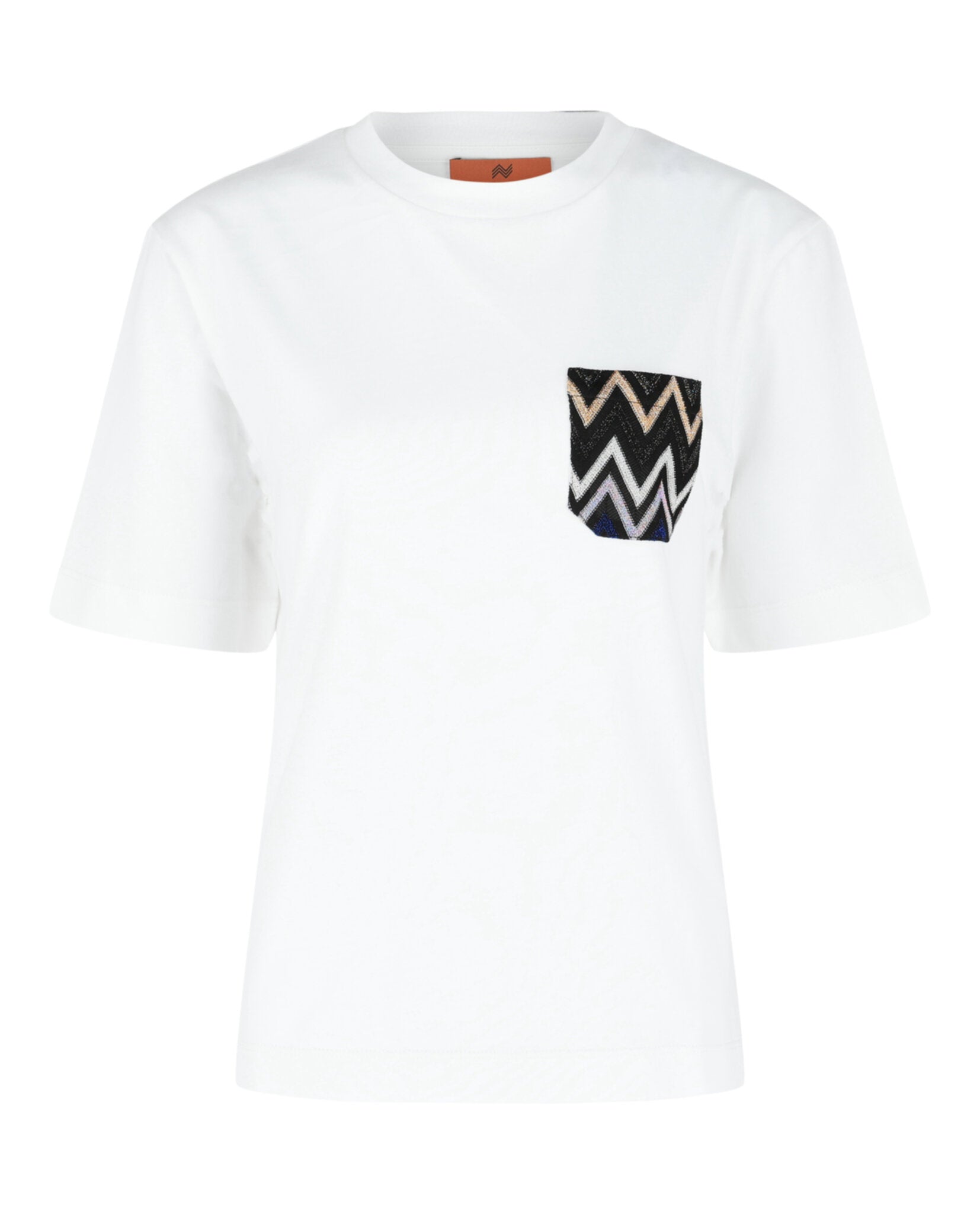 Missoni Womens Cotton T-Shirt With Zig Zag Lamé Pocket