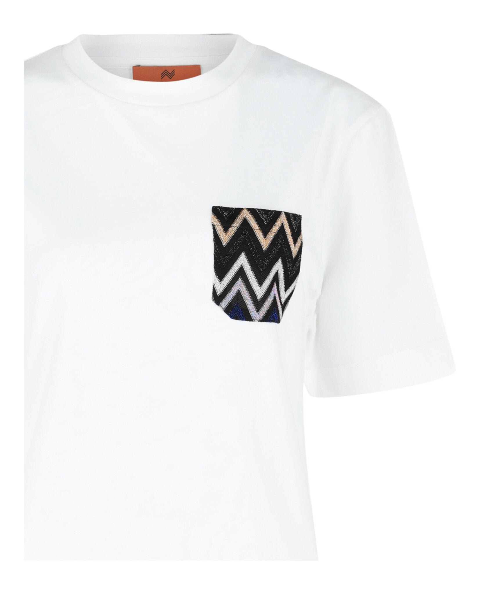 Missoni Womens Cotton T-Shirt With Zig Zag Lamé Pocket