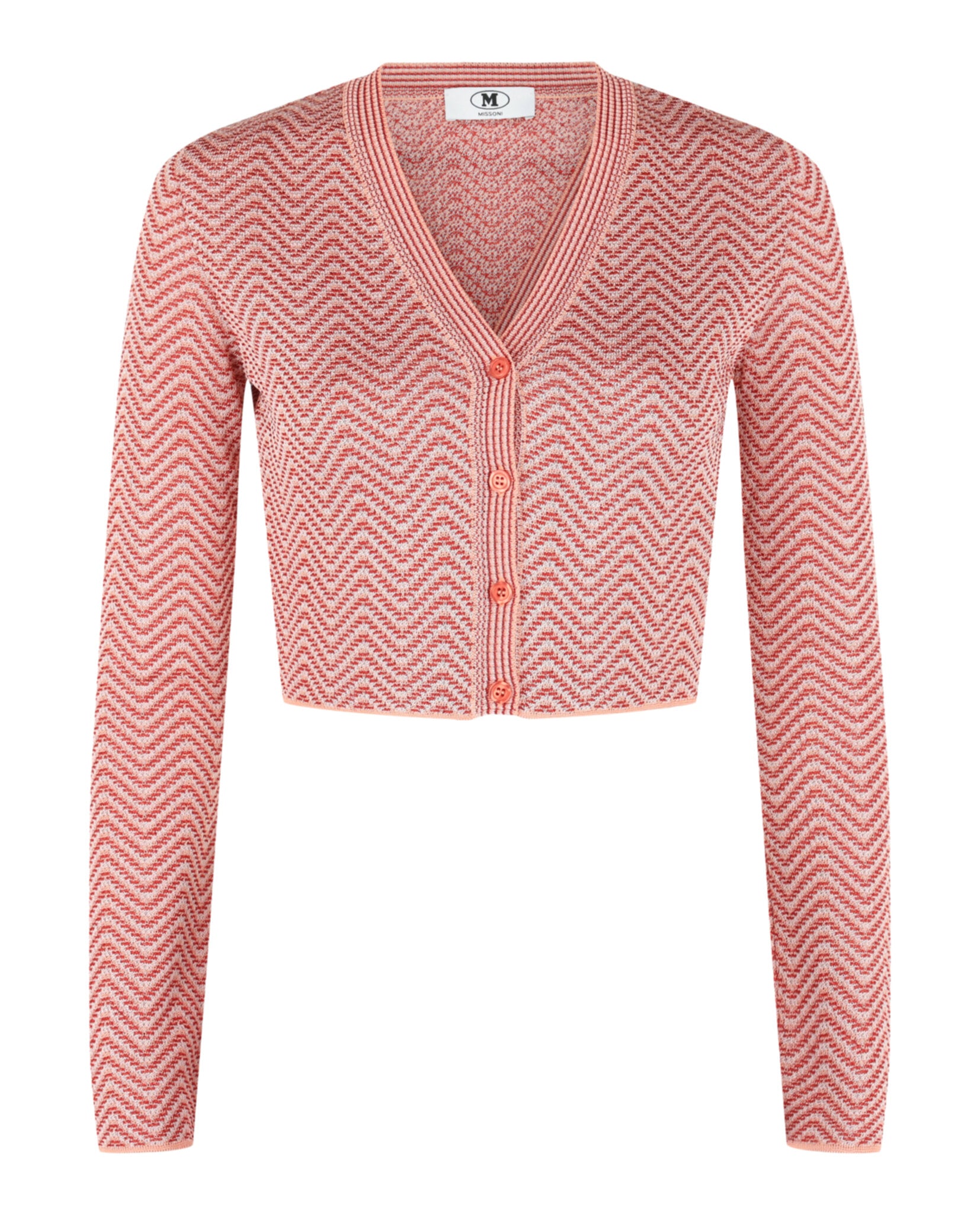 M Missoni Womens Cropped Chevron Patterned Cardigan