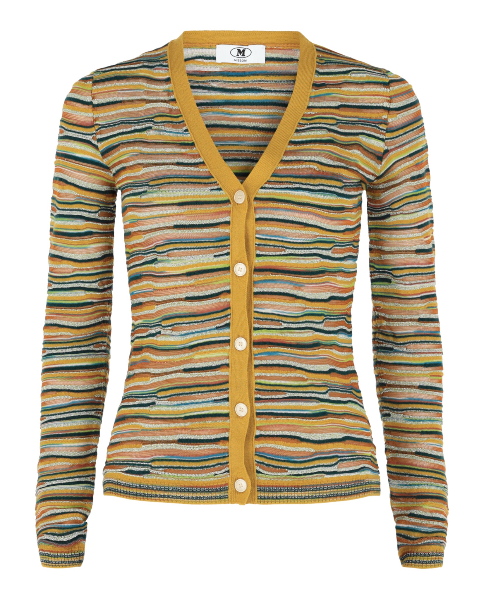 M Missoni Womens Fitted Striped Cardigan