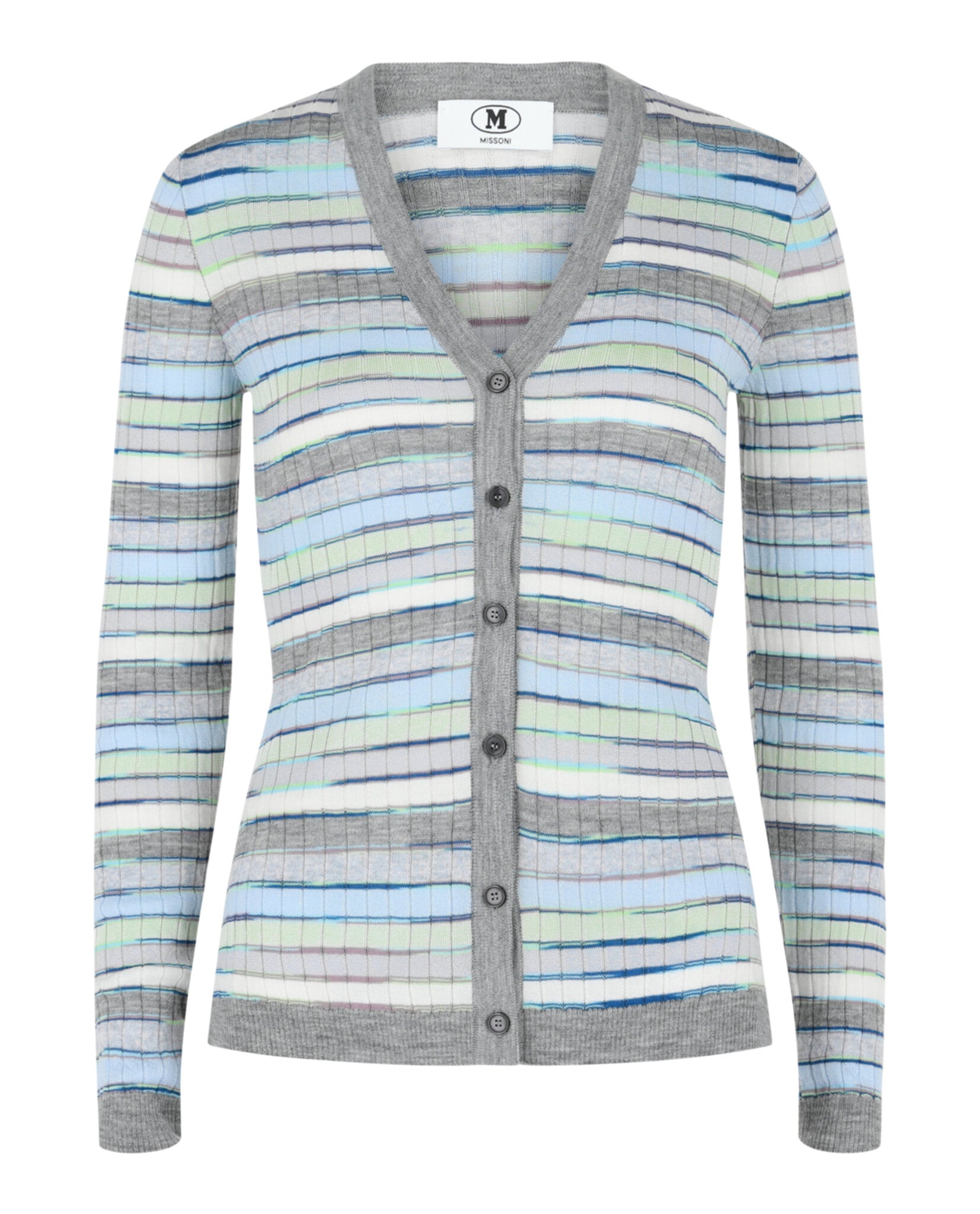 M Missoni Womens Fitted Striped Cardigan