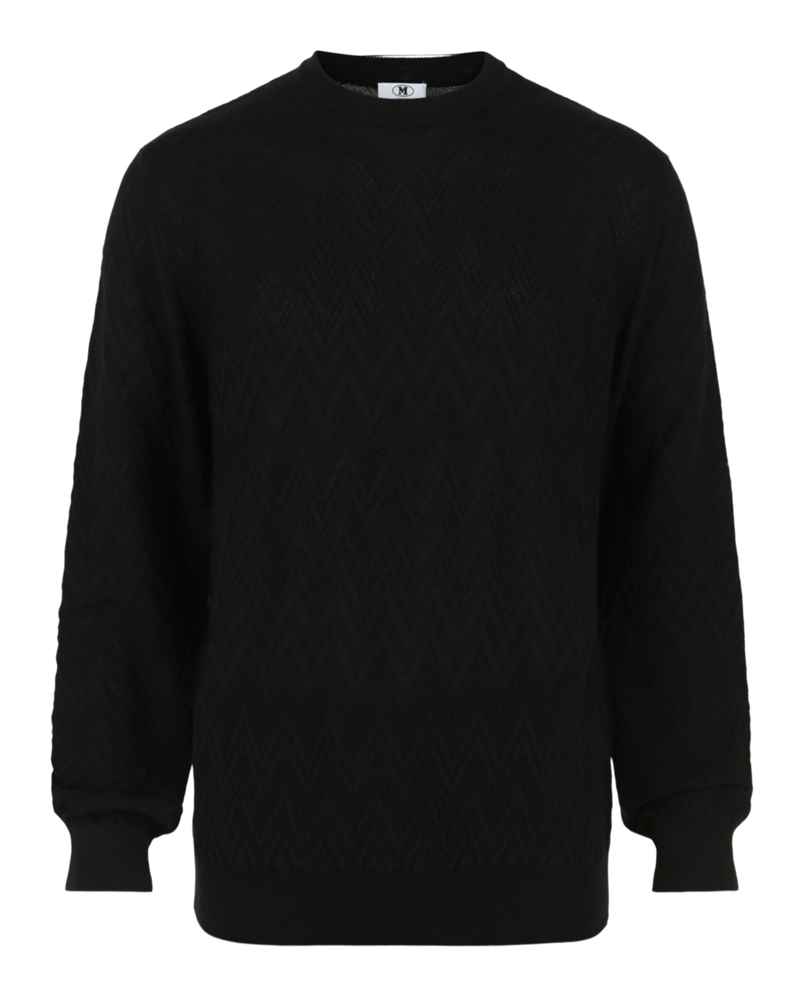 M Missoni Mens Crochet Knit Sweater Black Tones