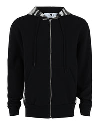M Missoni Mens Zig Zag Print Zip Up Hoodie Black Print Black White