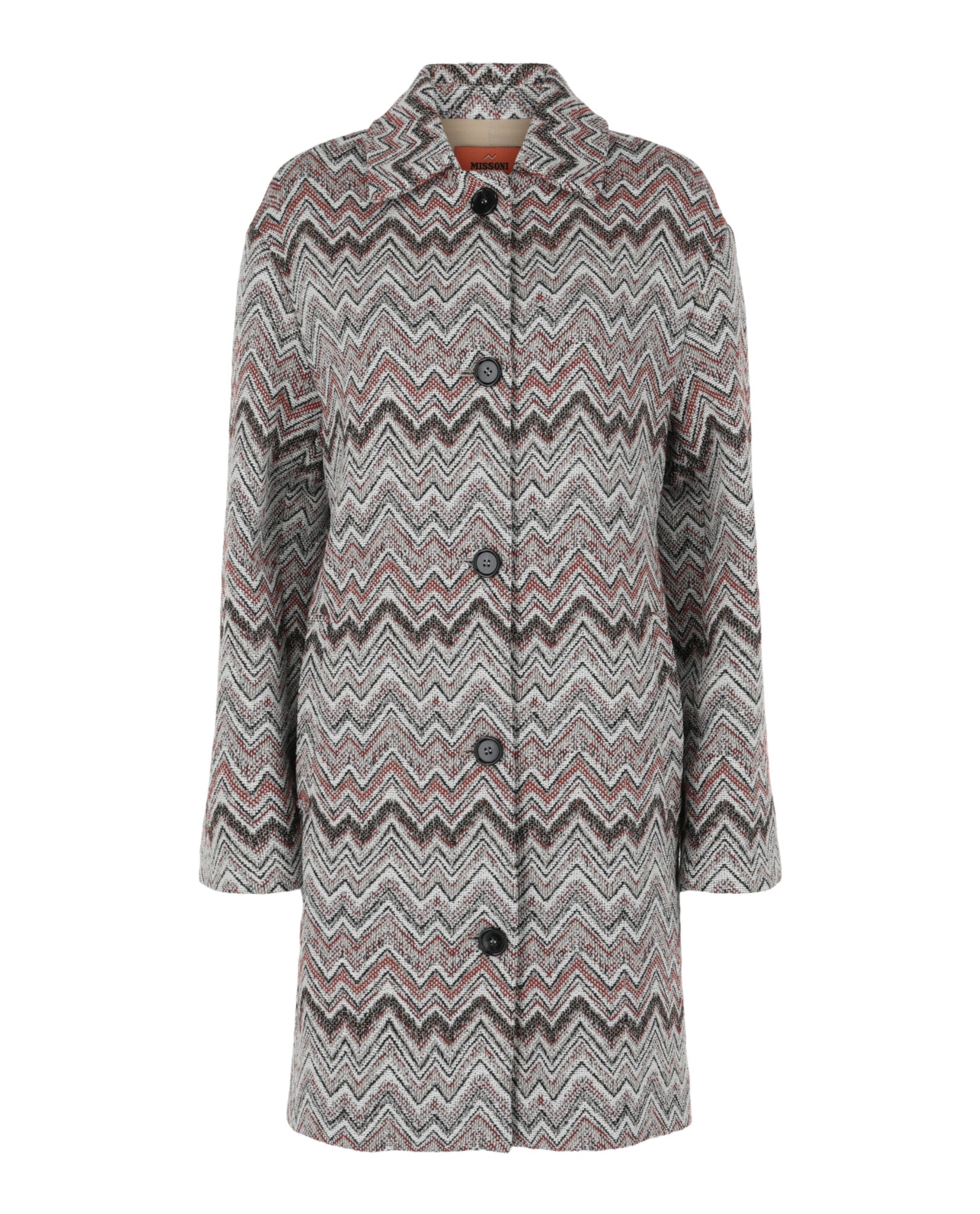 M Missoni Womens Tweed Chevron-Pattern Coat