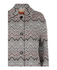 M Missoni Womens Tweed Chevron-Pattern Coat