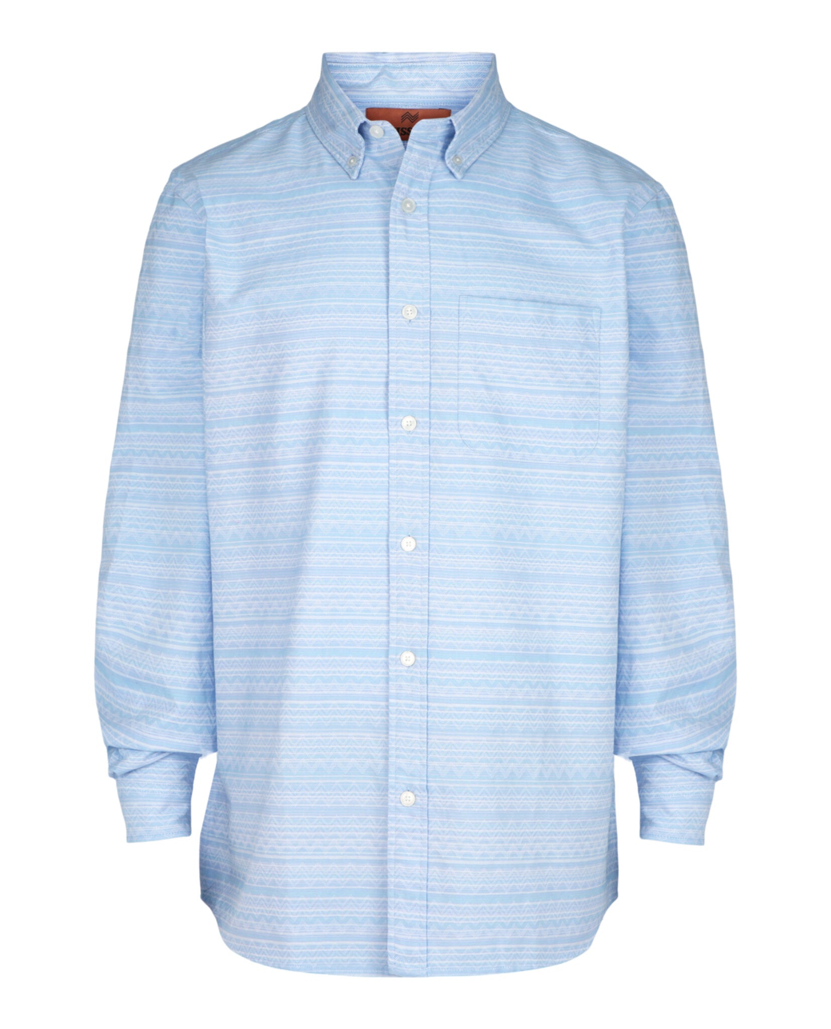 M Missoni Mens Chevron-Pattern Long-Sleeve Button-Down Shirt