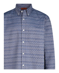 M Missoni Mens Chevron-Pattern Long-Sleeve Button-Down Shirt