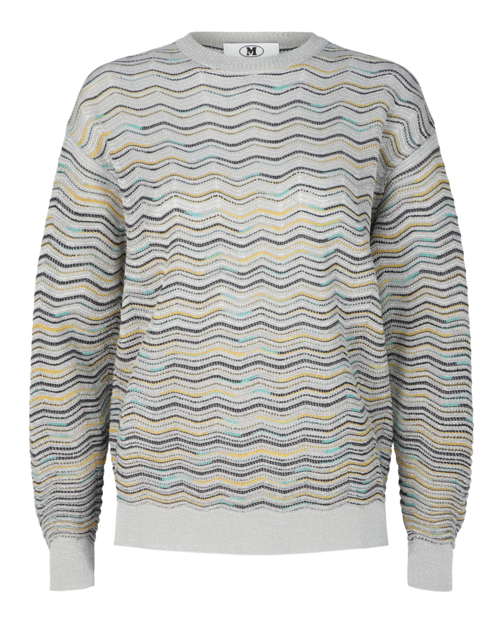 M Missoni Womens Metallic Crochet-Knit Cotton-Blend Sweatshirt
