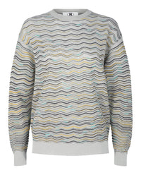 M Missoni Womens Metallic Crochet-Knit Cotton-Blend Sweatshirt