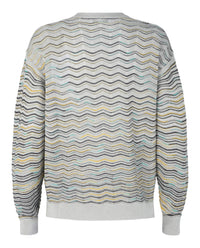 M Missoni Womens Metallic Crochet-Knit Cotton-Blend Sweatshirt