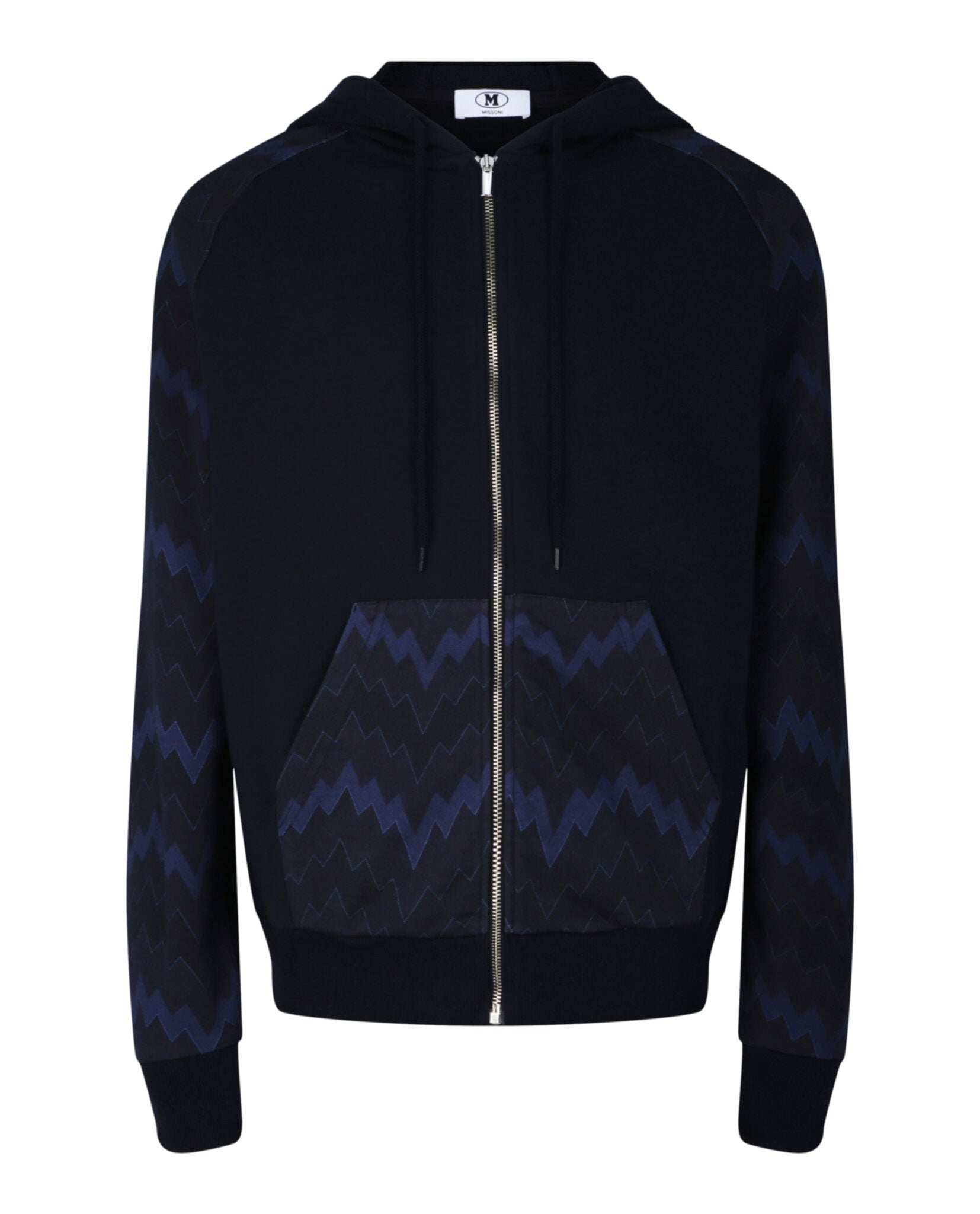 M Missoni Mens Zig Zag Pattern Zip Hoodie