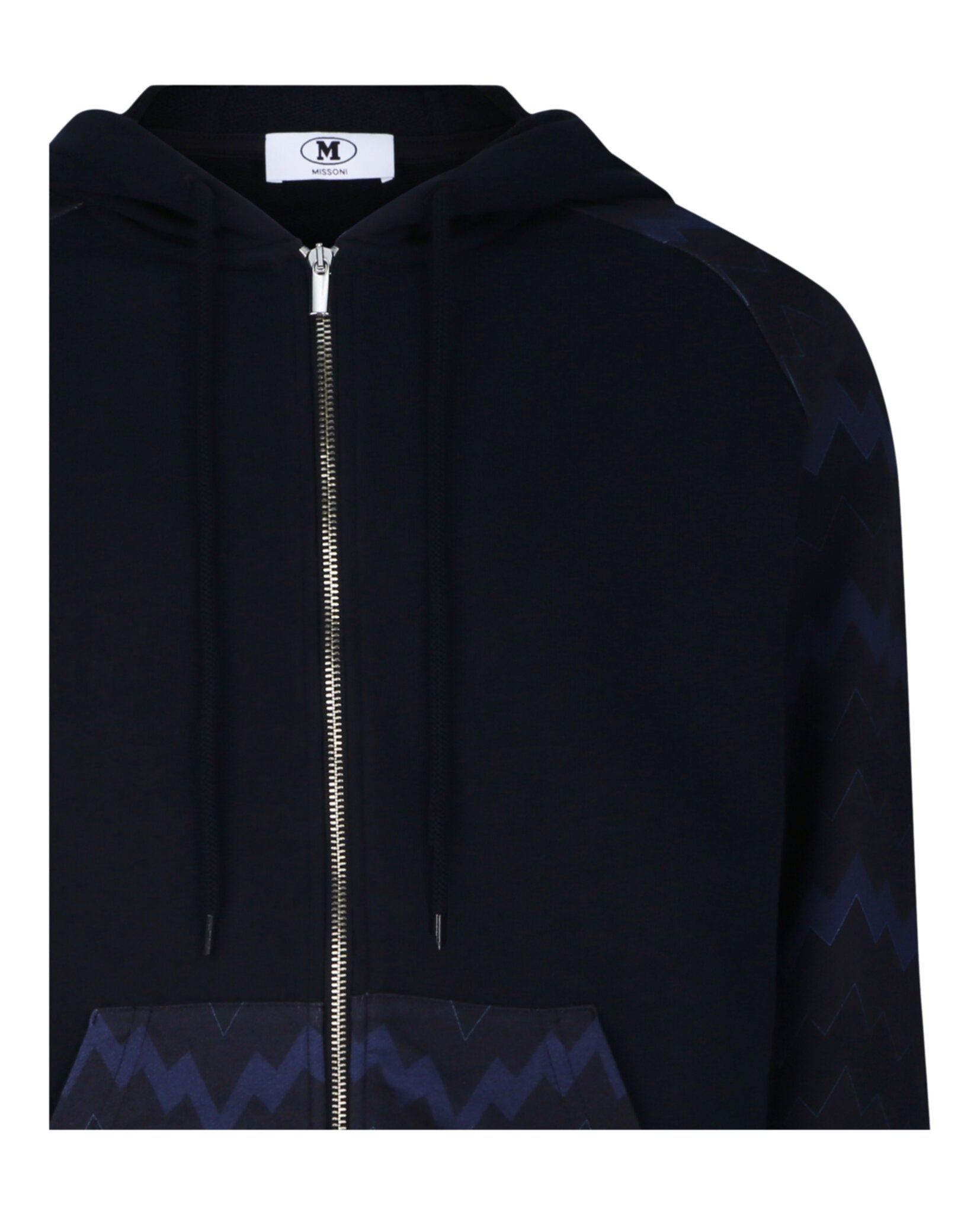 M Missoni Mens Zig Zag Pattern Zip Hoodie
