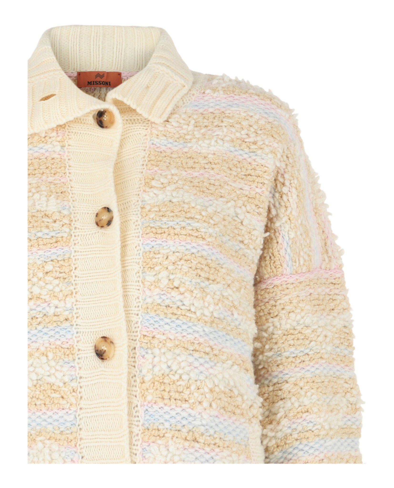 M Missoni Womens Wool-Blend Fleece Cardigan