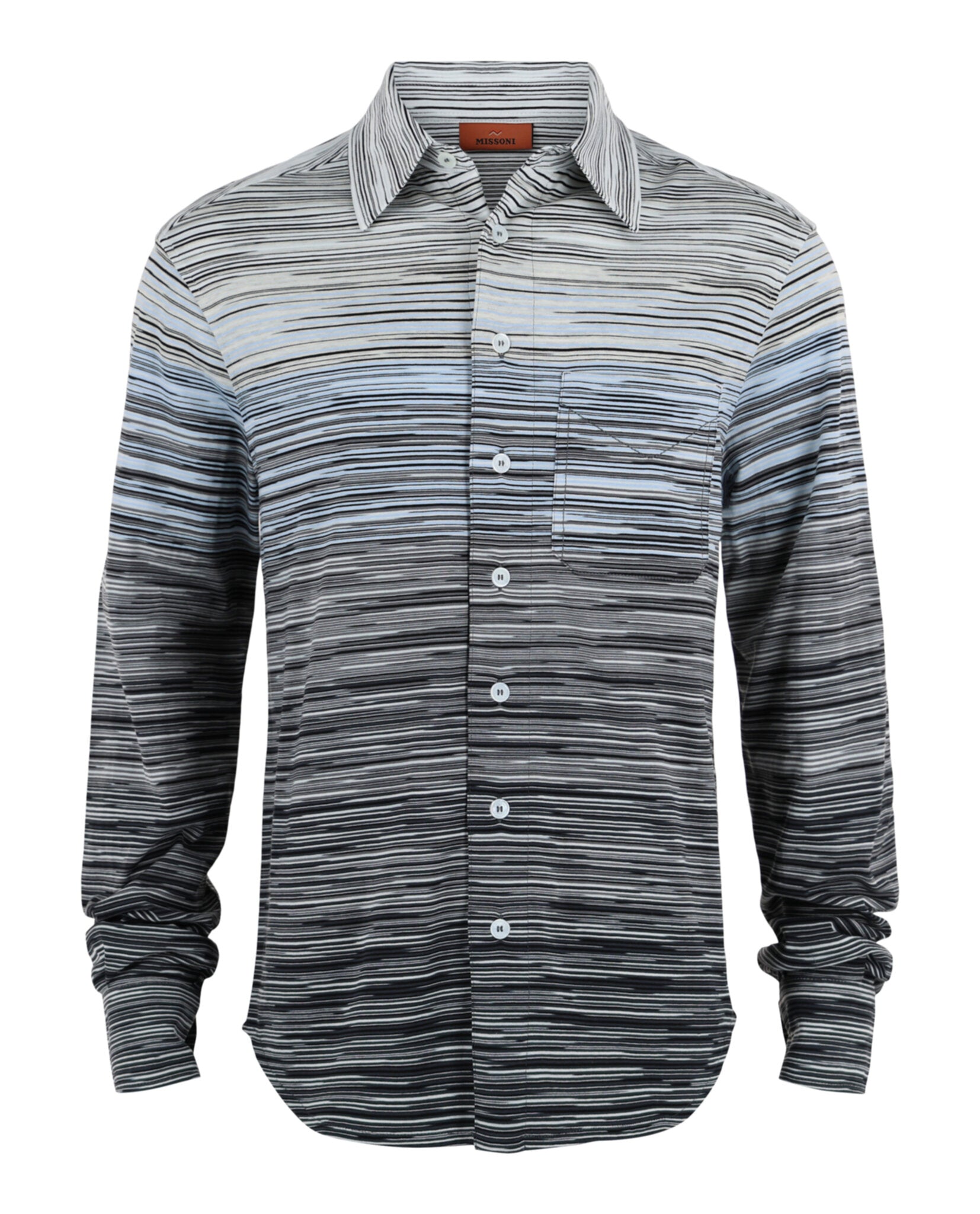 M Missoni Mens Shaded Slub Button-Up Shirt Multi Space Dyed With Grey Tones