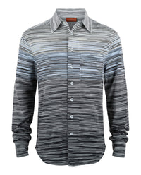 M Missoni Mens Shaded Slub Button-Up Shirt Multi Space Dyed With Grey Tones
