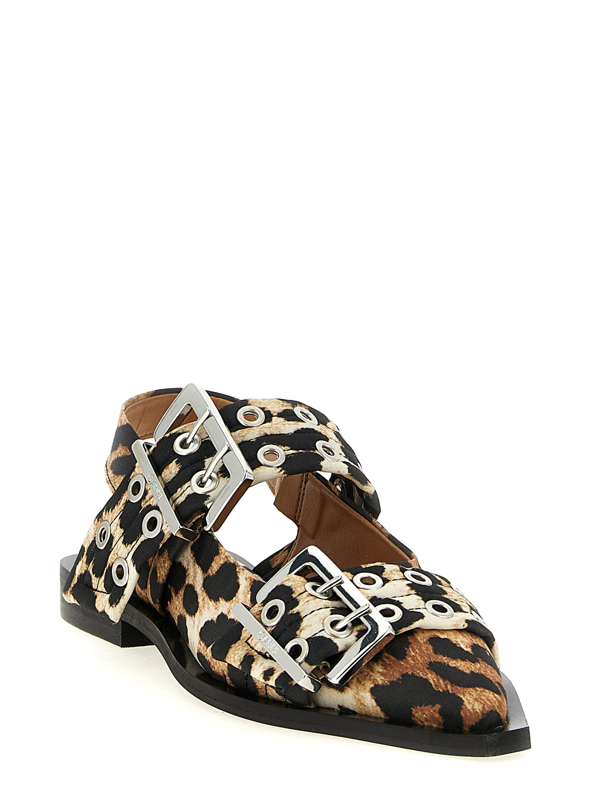 GANNI Ganni Women 'Leopard Satin Feminine Buckle' Slingback