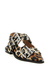 GANNI Ganni Women 'Leopard Satin Feminine Buckle' Slingback