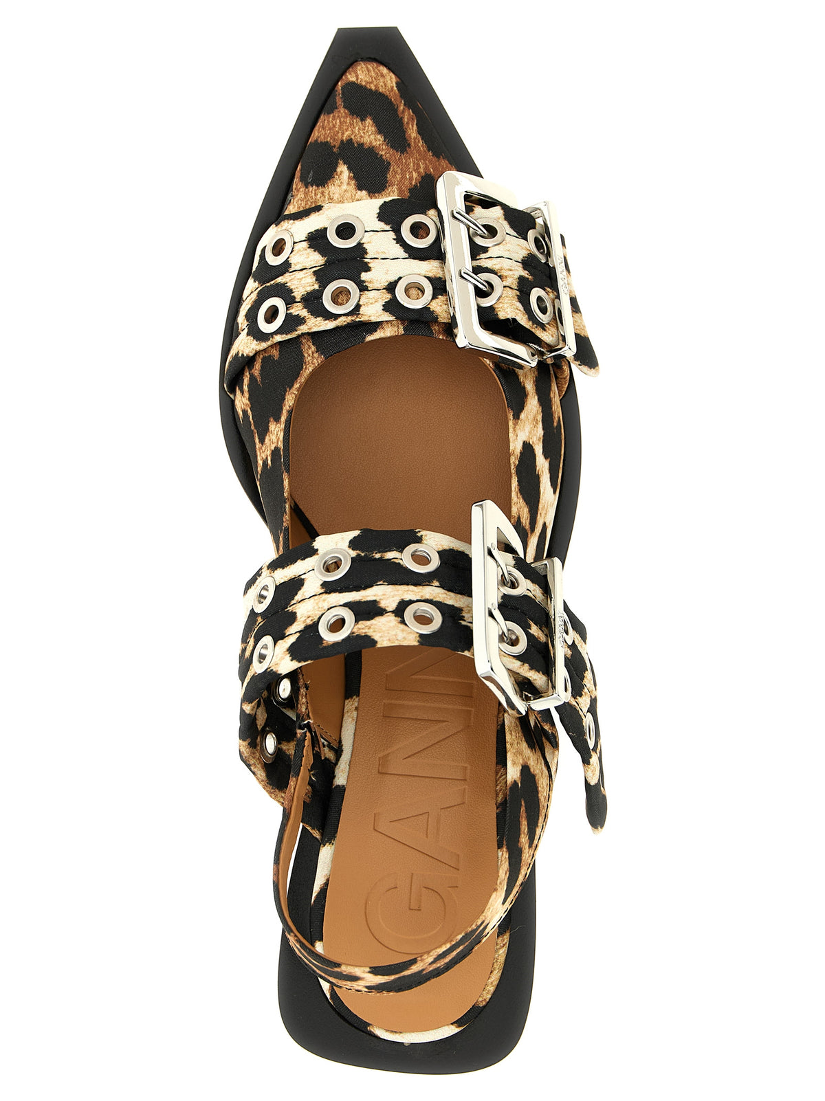 GANNI Ganni Women 'Leopard Satin Feminine Buckle' Slingback