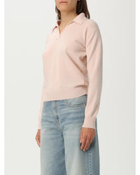 Maison Margiela Collared Long Sleeve Sweater Women Pink Polo Shirts