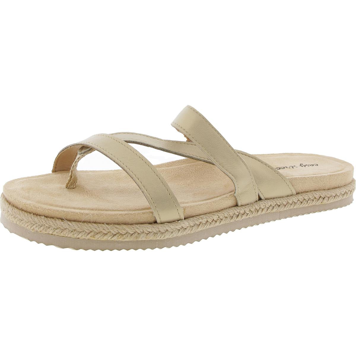 Womens Toe Loop Manmade Slide Sandals