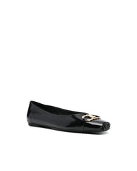Salvatore Ferragamo Varina Ballet Flats Logo Women Black Shoes