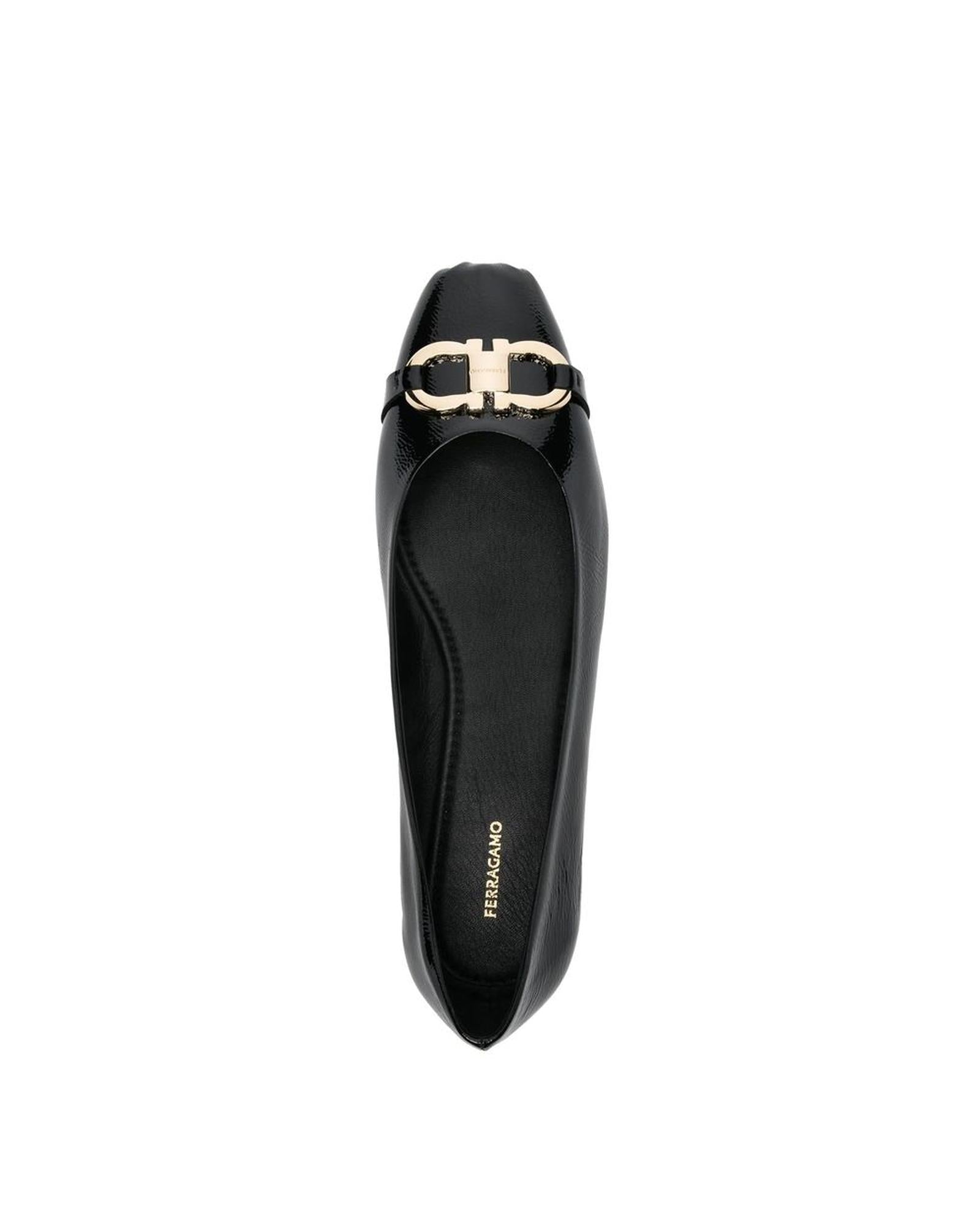 Salvatore Ferragamo Varina Ballet Flats Logo Women Black Shoes