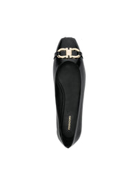 Salvatore Ferragamo Varina Ballet Flats Logo Women Black Shoes