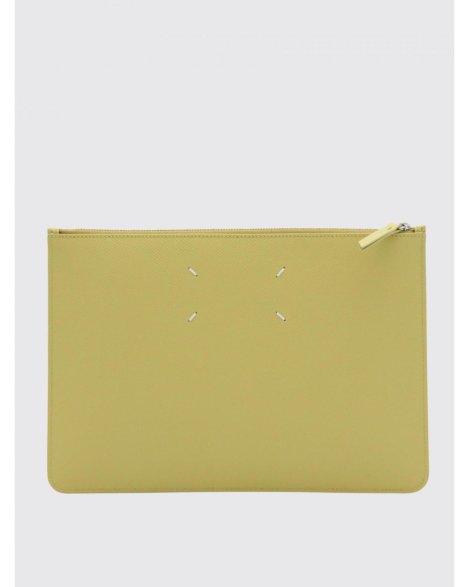 Maison Margiela Leather Zipper Clutch Men Cedar Business Bags