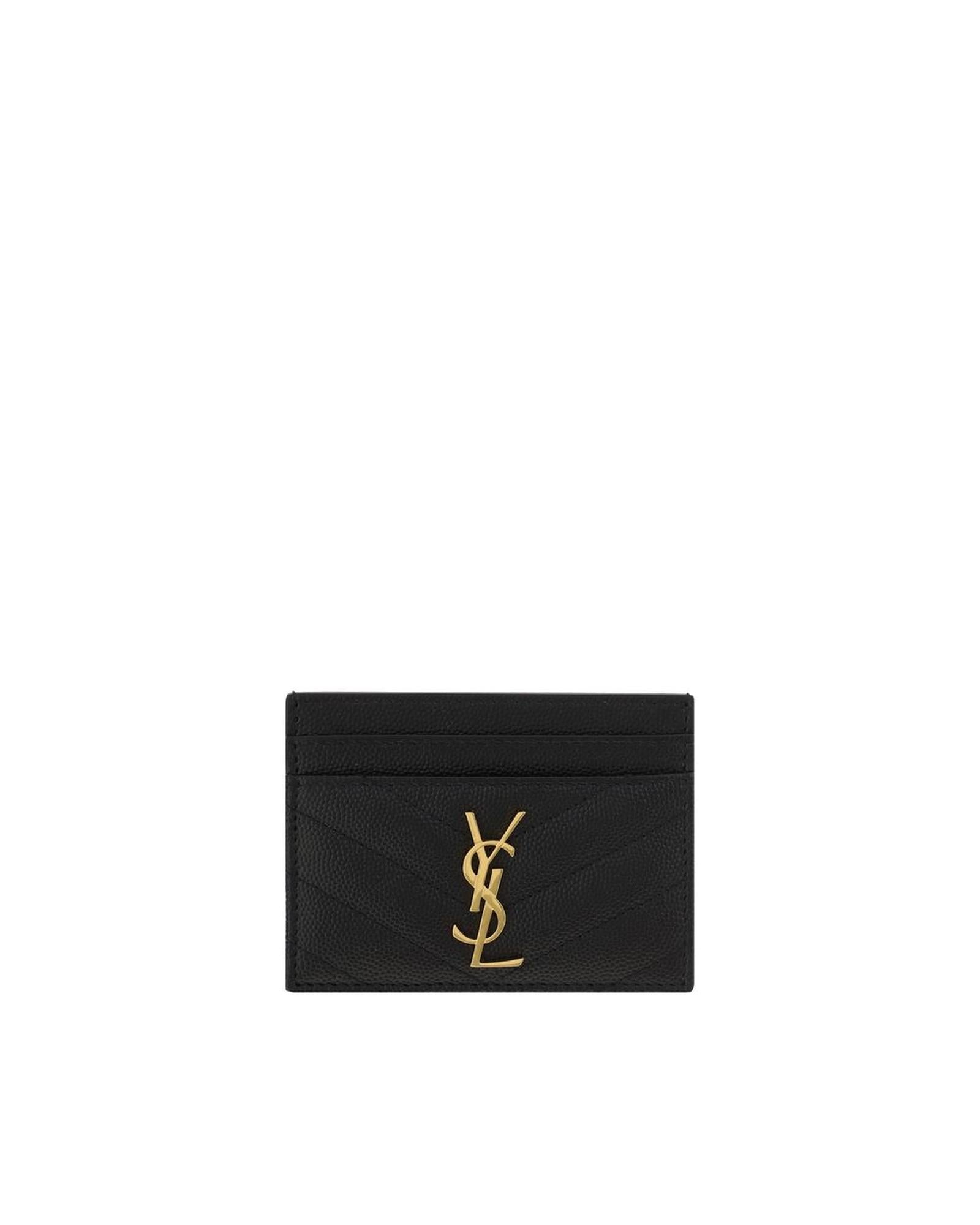 Saint Laurent YSL Card Holder Leather Wallet Women Black Wallets & Pouches