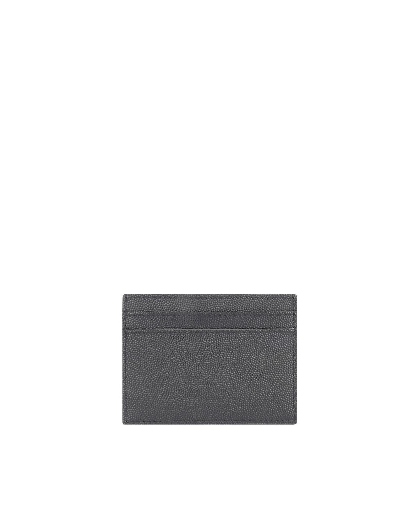 Saint Laurent YSL Card Holder Leather Card Case Men Gray Wallets & Pouches