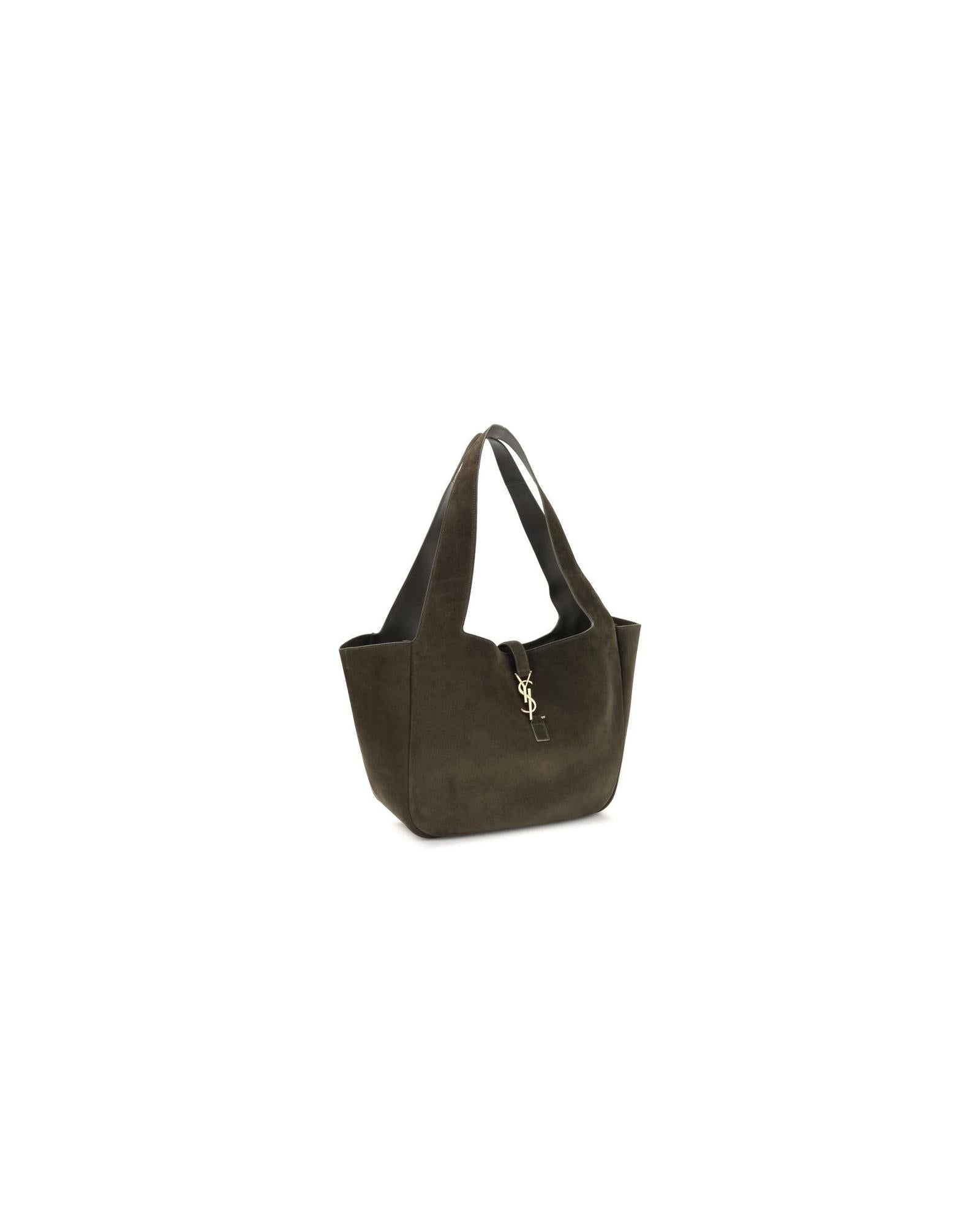 Saint Laurent Shopping Suede Tote Women Green Shoulder Bags